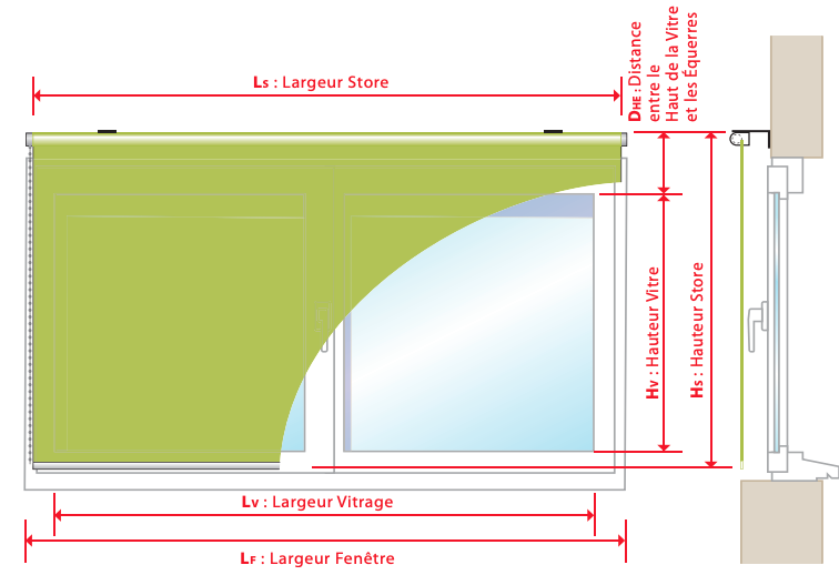 prise mesure store enrouleur equerre