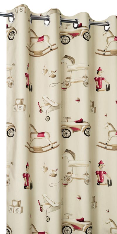 rideaux enfants rouge et creme