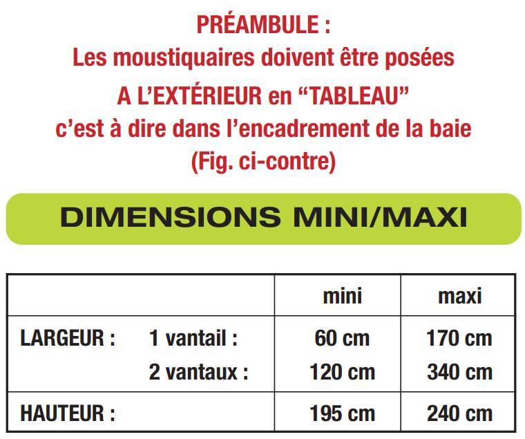 mesure moustiquaire laterale