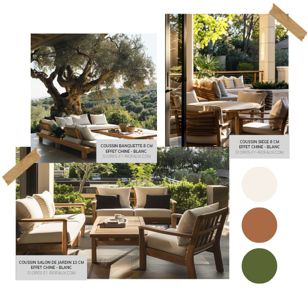 Coussin d'assise banquette extérieure pour salon de jardin