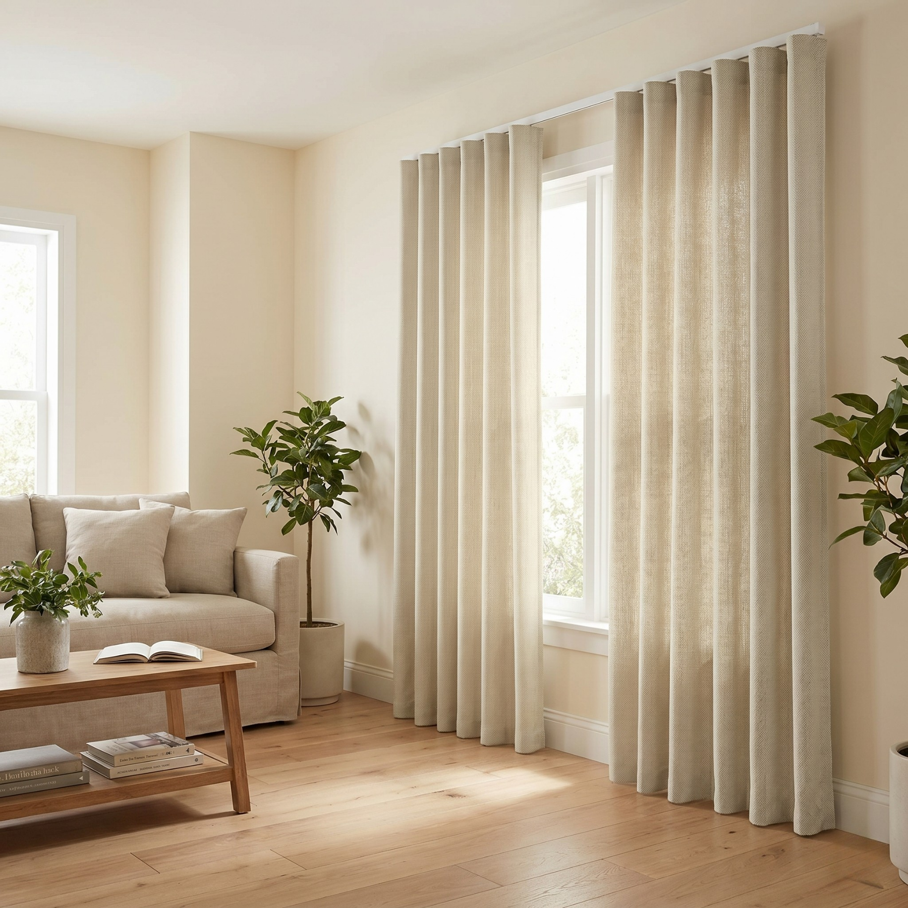 Rideau occultant wave - Rideaux Occultants Unis - Beige - Sur mesure pour un ajustement parfait - Pose simple et rapide - Rideau à prix discount