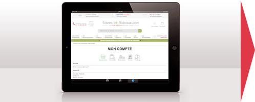 Interface mon compte client Stores-et-Rideaux.com pour gestion des commandes de stores et rideaux sur mesure
