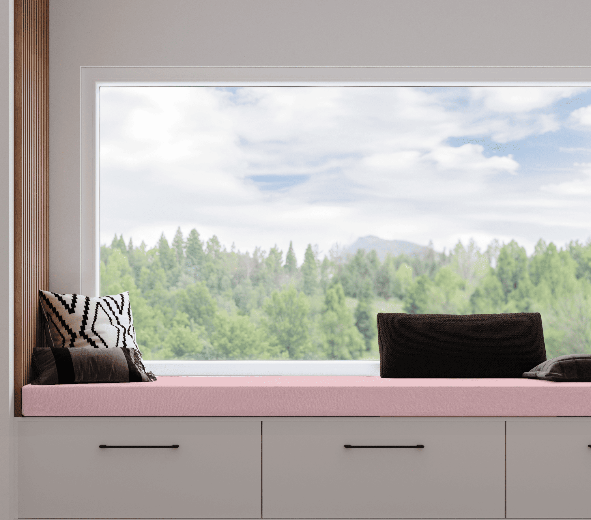 Coussin Banquette Intérieur Coton Uni Rose Poudree