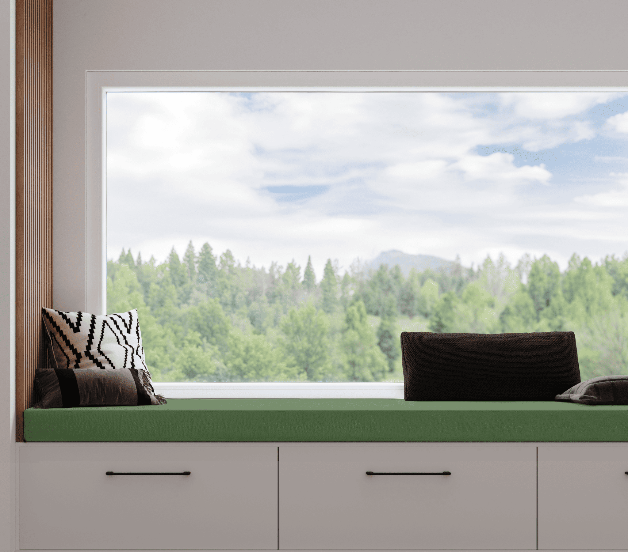 Coussin Banquette Intérieur Coton Uni Vert Sauge