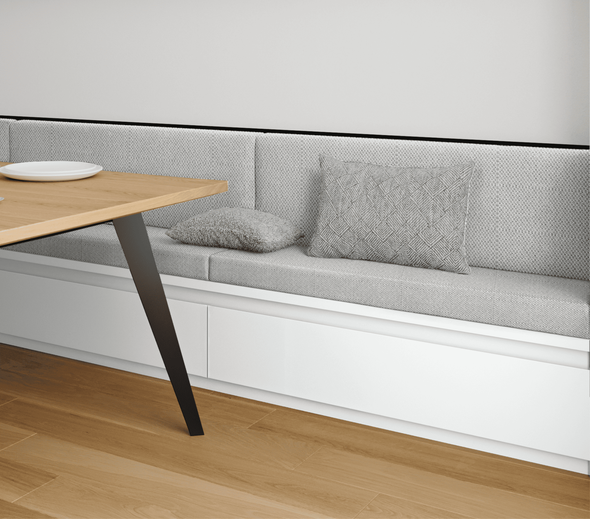 Coussin Banquette Intérieur Anti Tache Maille Blanc et Gris