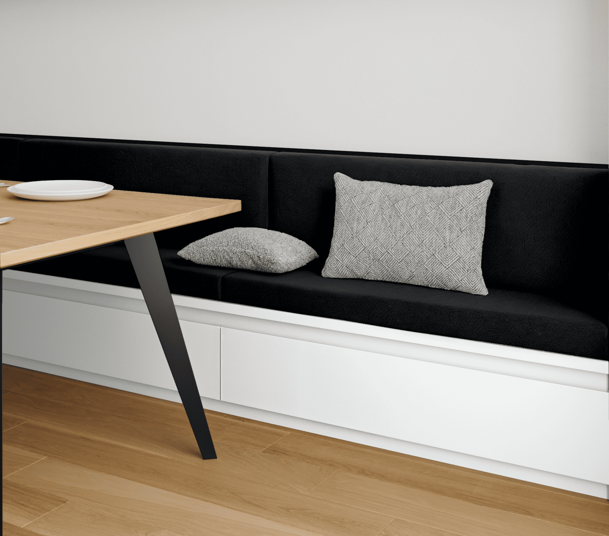 Coussin Banquette Intérieur Anti Tache Coton Uni Noir