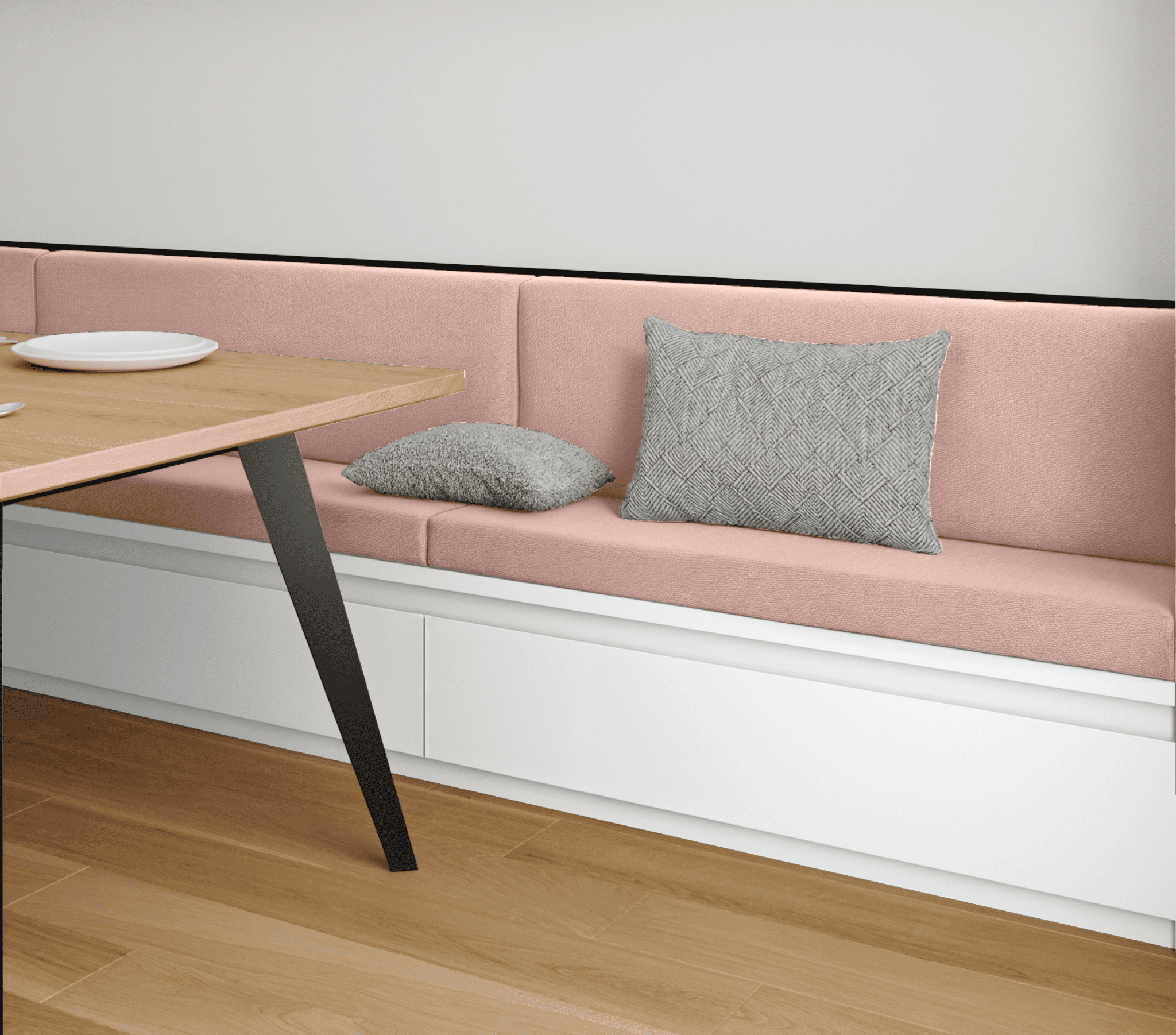 Coussin Banquette Intérieur Anti Tache Coton Uni Rose Poudrée