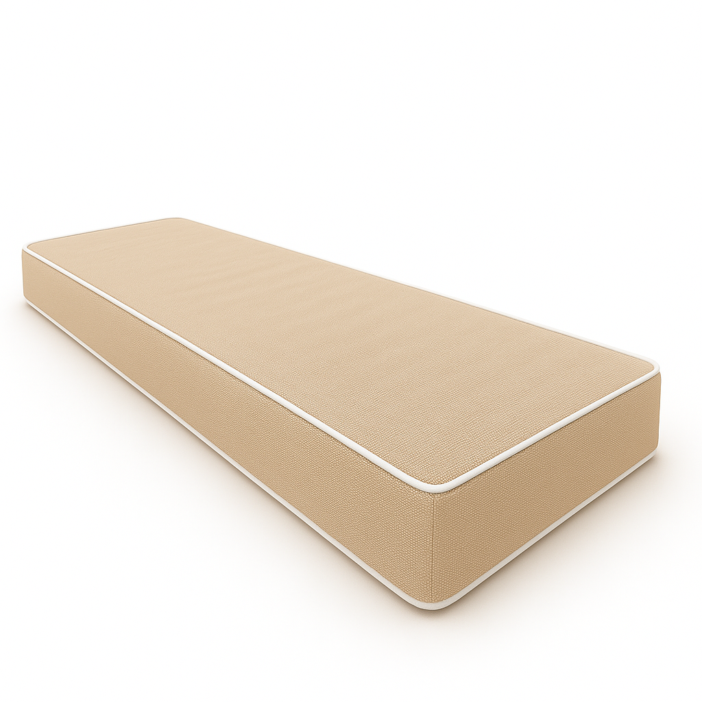 Coussin Banquette Intérieur Beige Coton Uni Passepoil Blanc