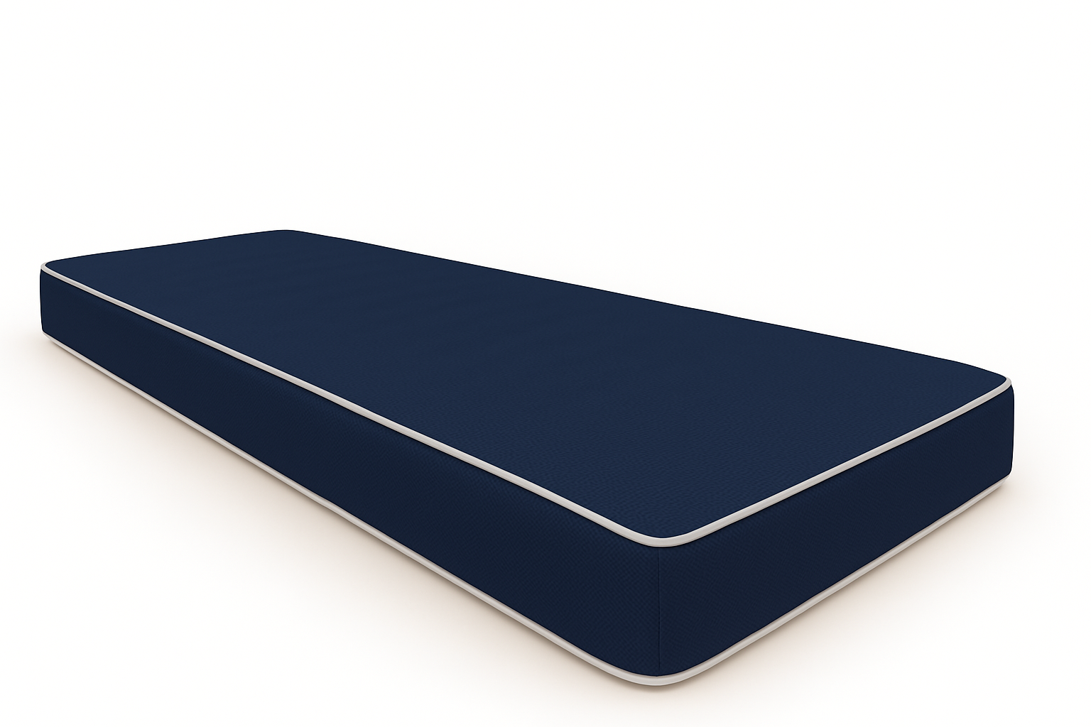 Coussin Banquette Intérieur Bleu Marine Velours Maillé Passepoil Blanc