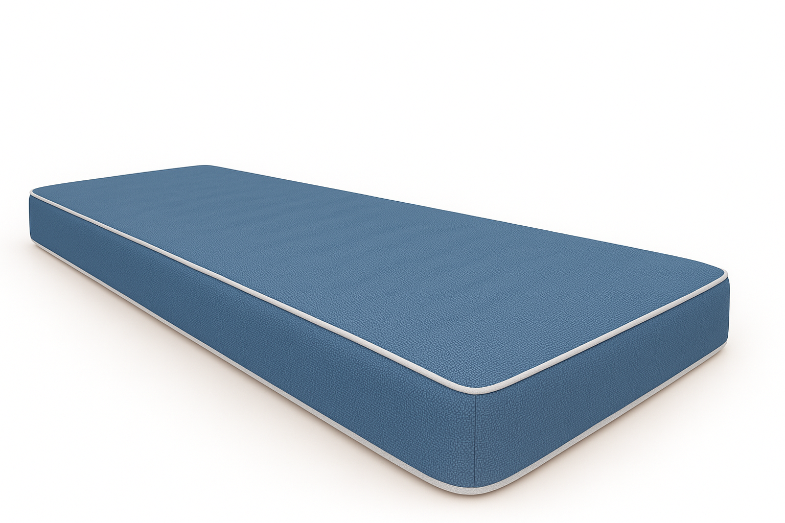 Coussin Banquette Intérieur Bleu Velours Chenillé Passepoil Blanc