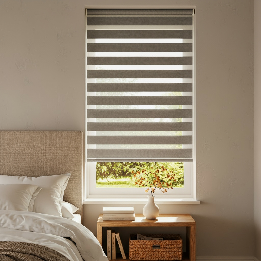 Stores enrouleurs jour nuit aspect naturel - polyester - sur mesure - sans perçage - durable et élégant - design épuré — vue 6