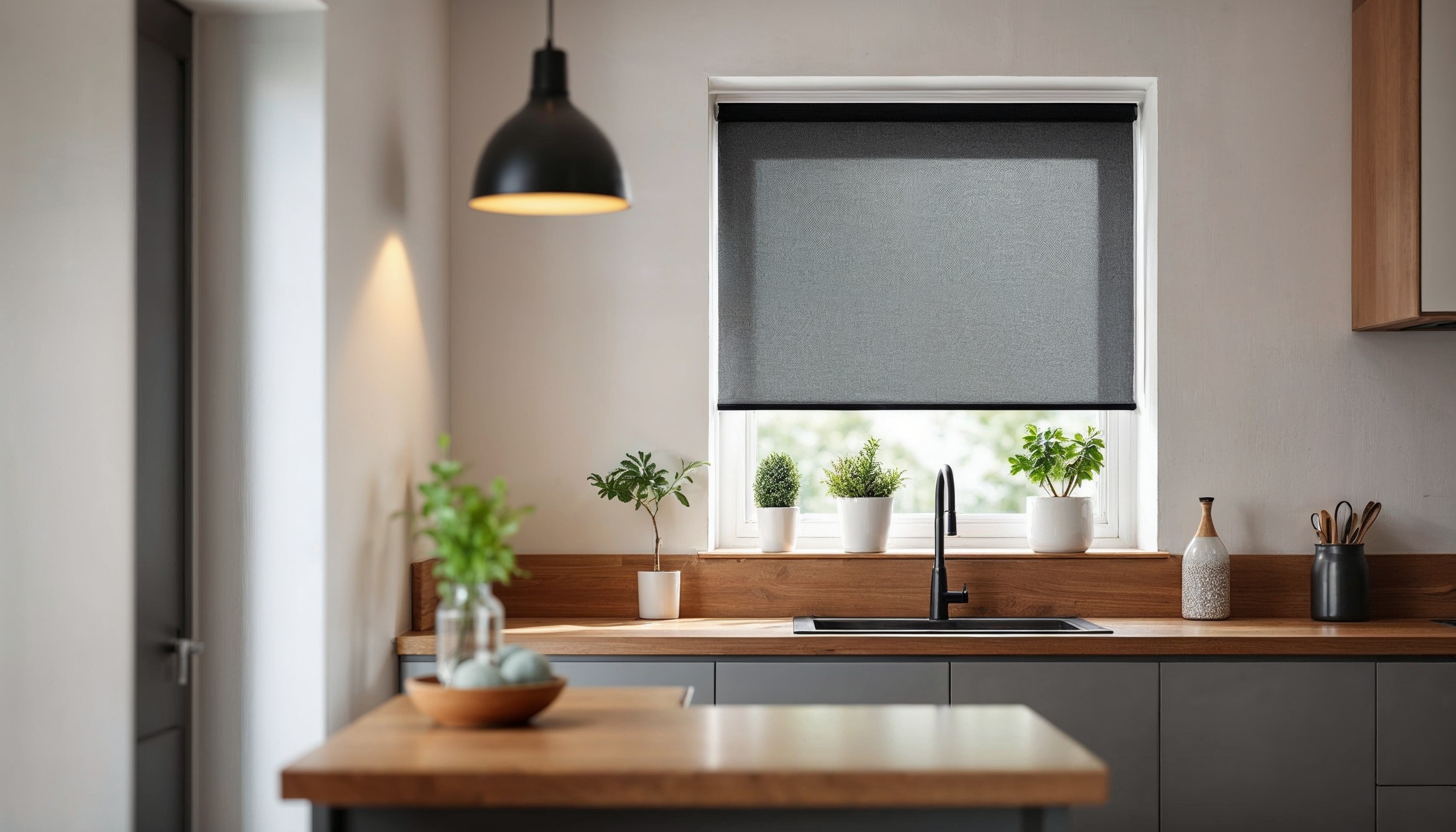 Store enrouleur tamisant aspect bambou - polyester - sur mesure - sans perçage - motorisé - durable et élégant — vue 5