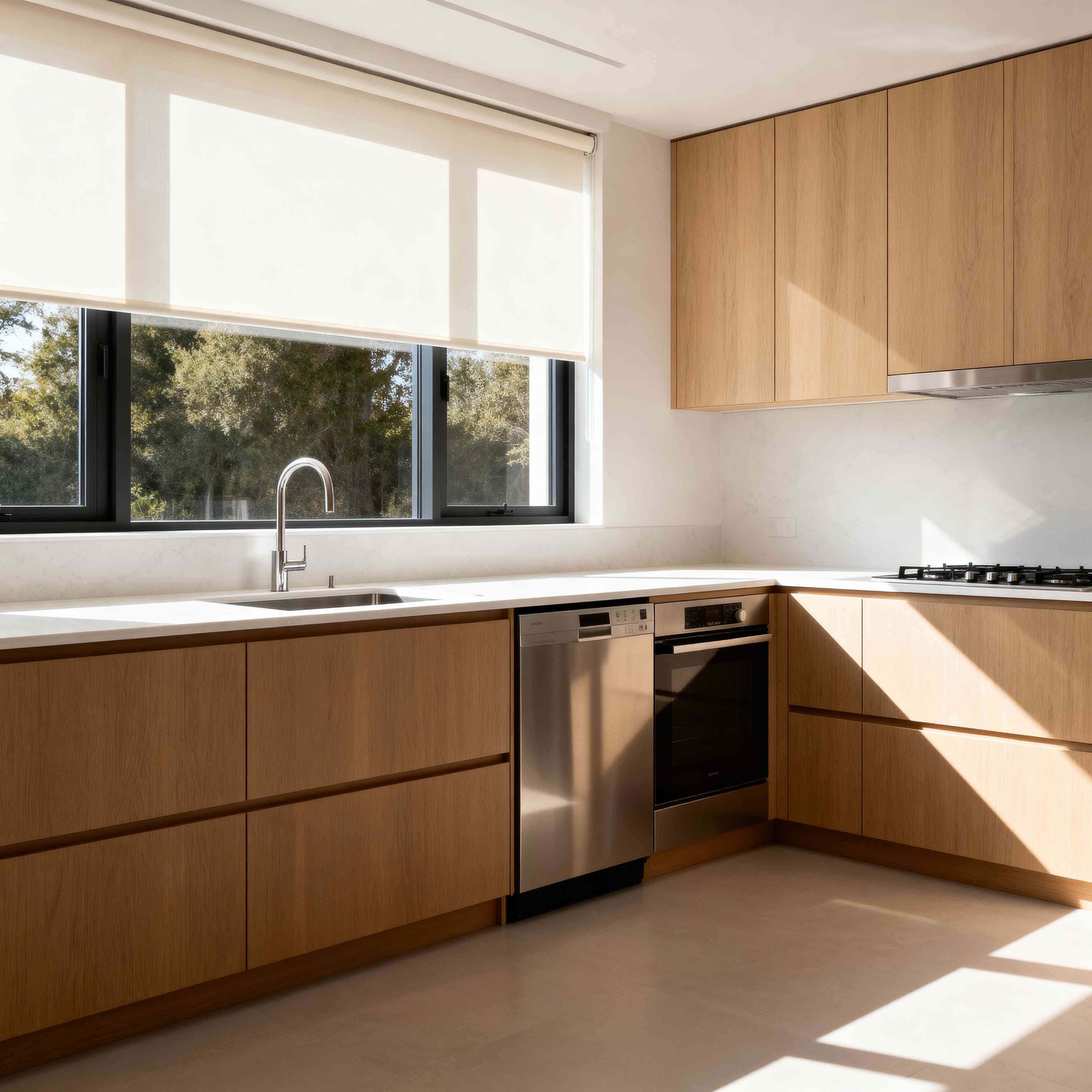 Store enrouleur tamisant aspect bambou - polyester - sur mesure - sans perçage - motorisé - durable et élégant — vue 7