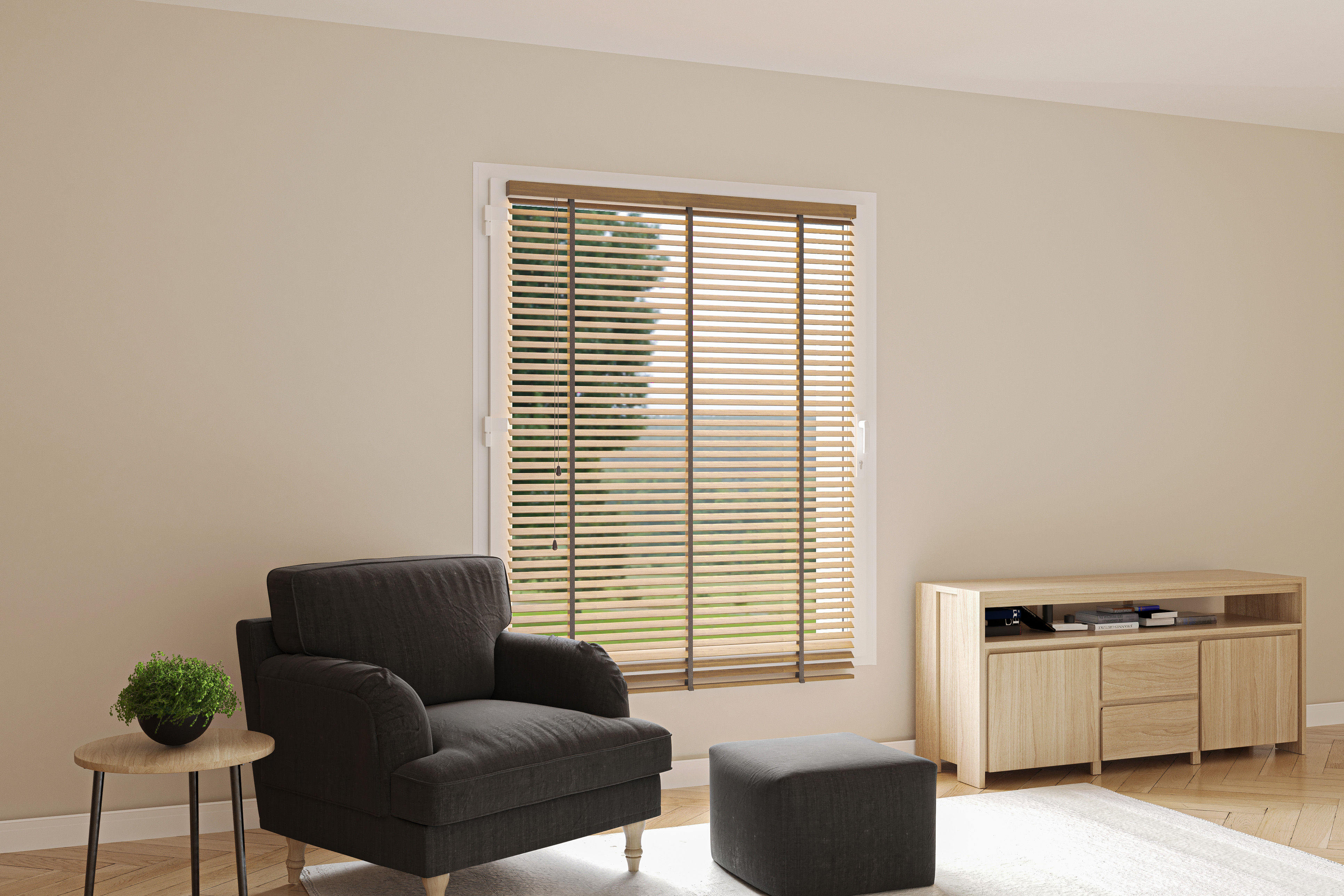 Stores bois texturé 50 mm - bois abachi texturé - sur mesure - fabrication française - design épuré