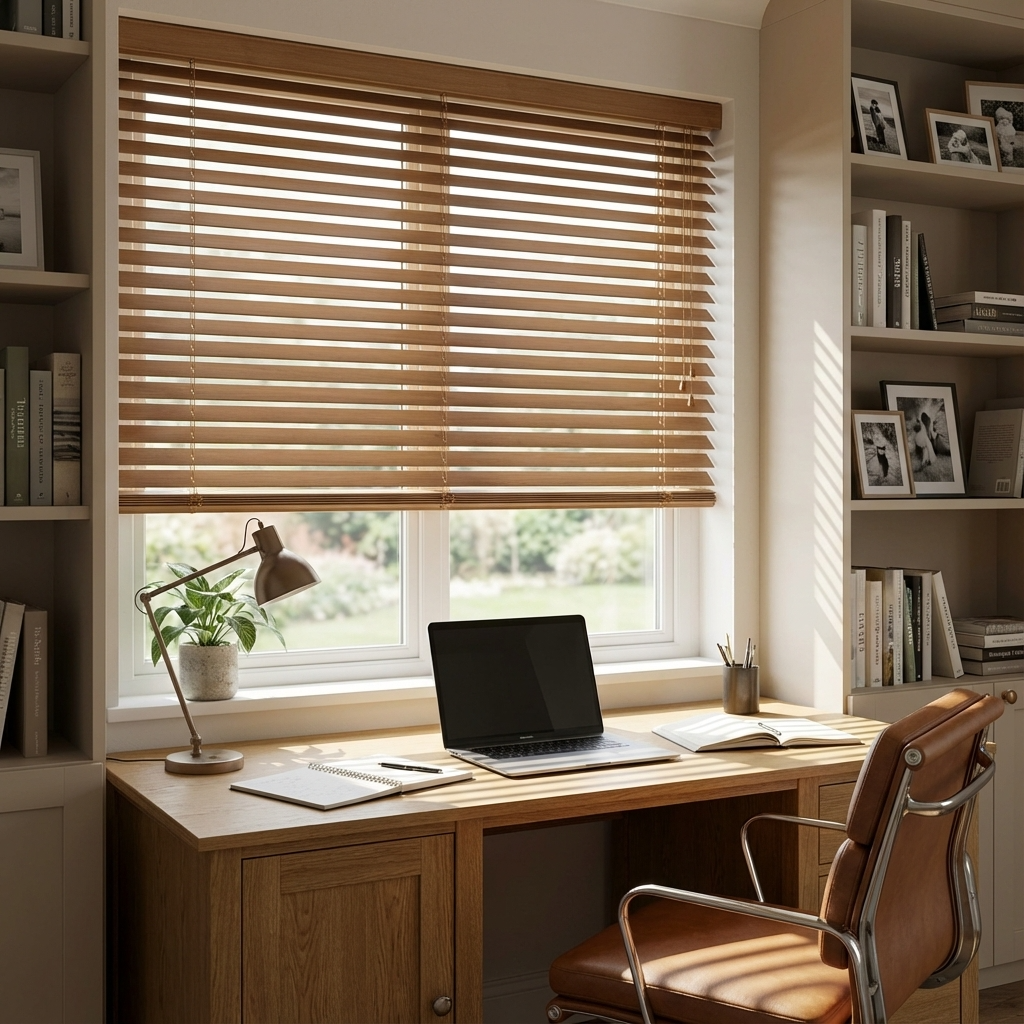 Store vénitien bois exotique - bois abachi texturé - sur mesure - design épuré — vue 7