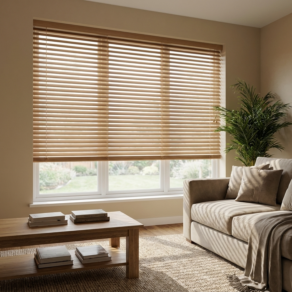 Store vénitien bois exotique - bois abachi texturé - sur mesure - design épuré — vue 5