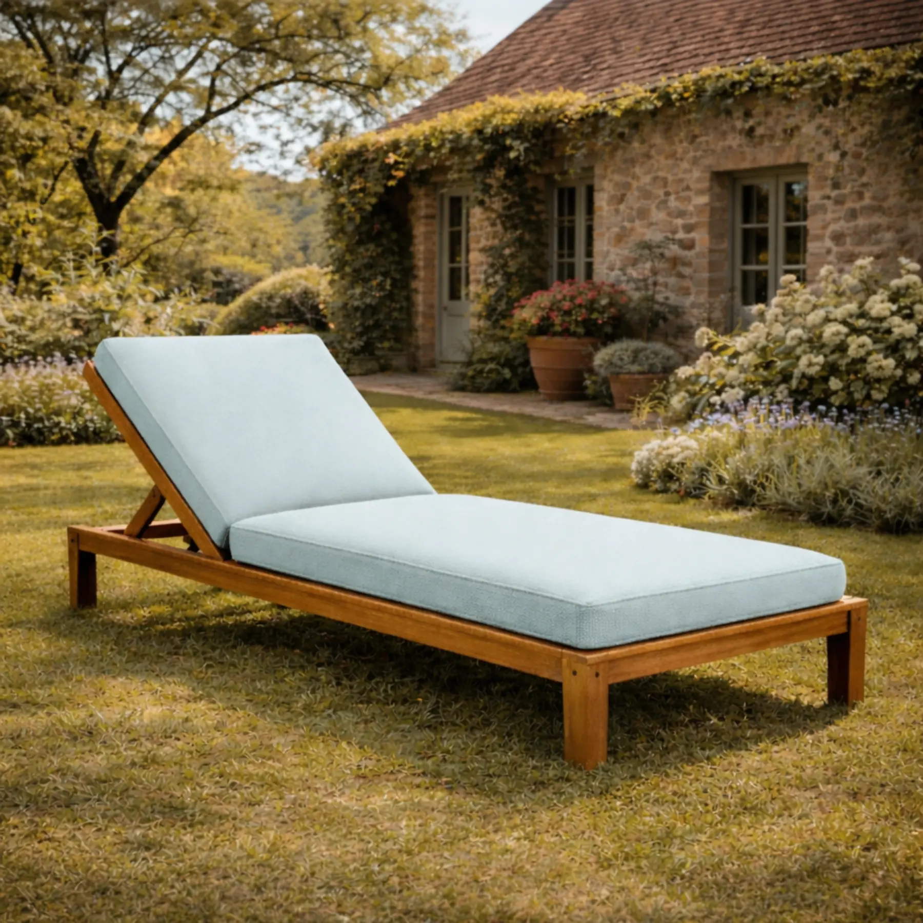Matelas bain de soleil sur mesure - Coussin transat imperméable - Résistant UV et intempéries - Fabrication française