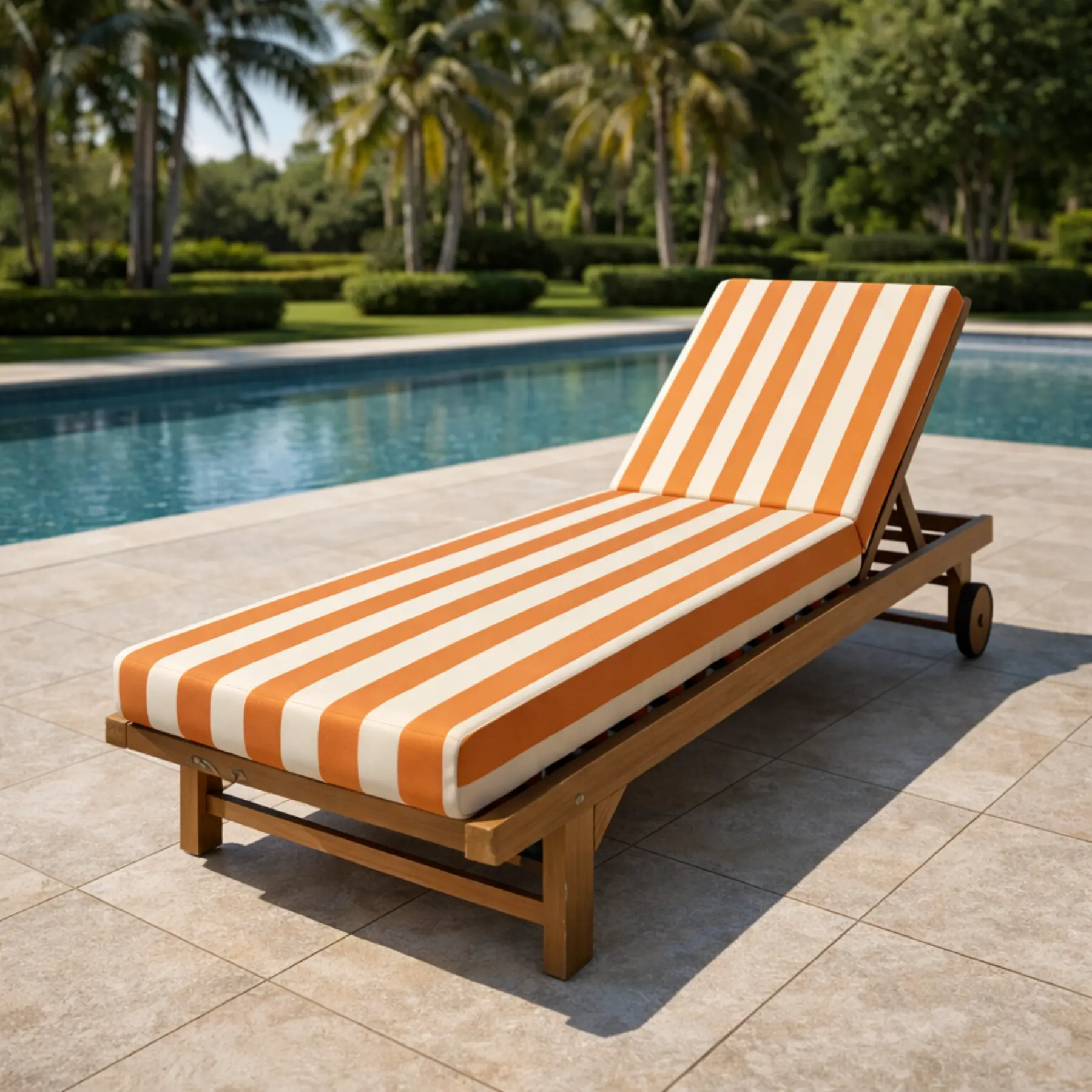 Coussin extérieur sur mesure - Matelas bain de soleil déperlant - Anti-UV et Anti-tache - Résistant intempéries - Fabrication française
