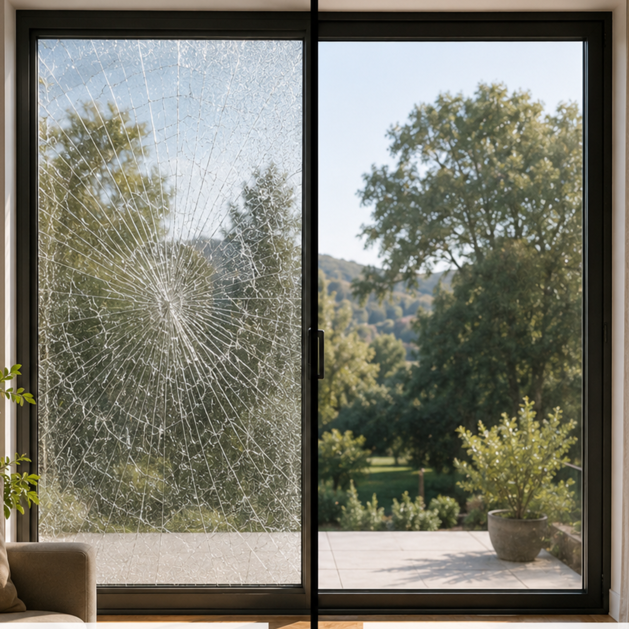 Film sécurité CLEAR 8XC extérieur sur mesure - Film anti-intrusion et anti-bris de glace - Transparence préservée et protection UV