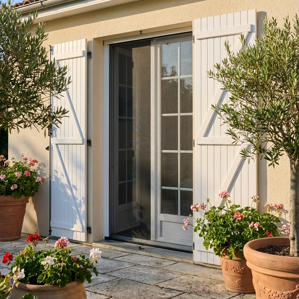 Moustiquaire baie vitrée fibre de verre - Maille de 1.5 mm - Anti-insectes - Profils aluminium - Design discret