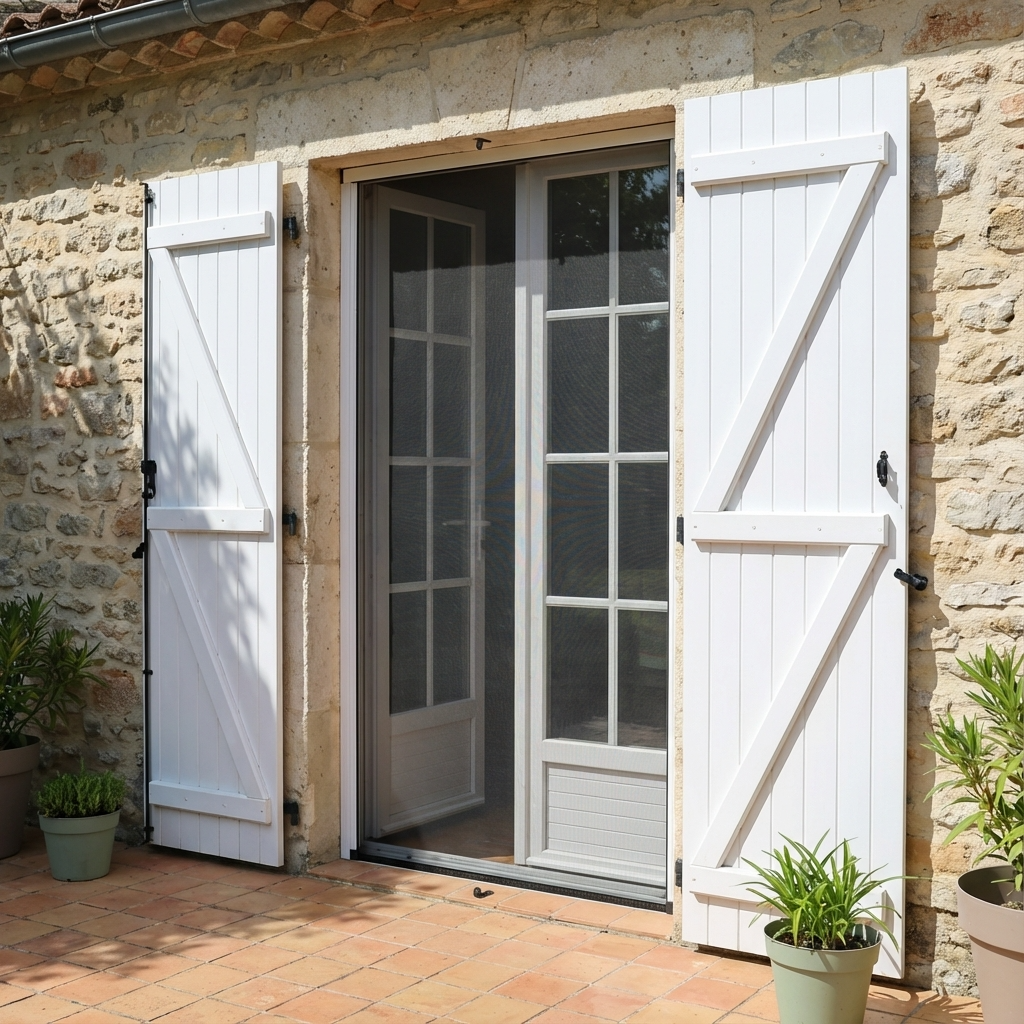 Moustiquaire déroulante baie vitrée - Haute résistance - Coulisses avec joints brosse - Aération naturelle - Sur mesure