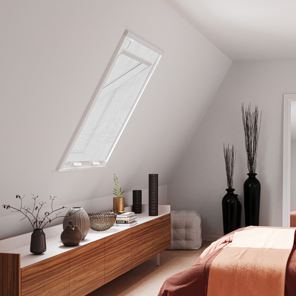Store anti moustique compatible avec les fenêtres de toit VELUX - Barrière physique efficace - Toile discrète