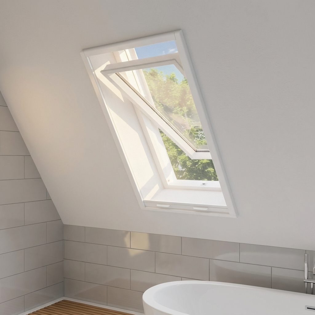 Moustiquaire compatible avec les fenêtres de toit VELUX - Sur mesure - Coulisses étanches avec joints brosse - Haute visibilité