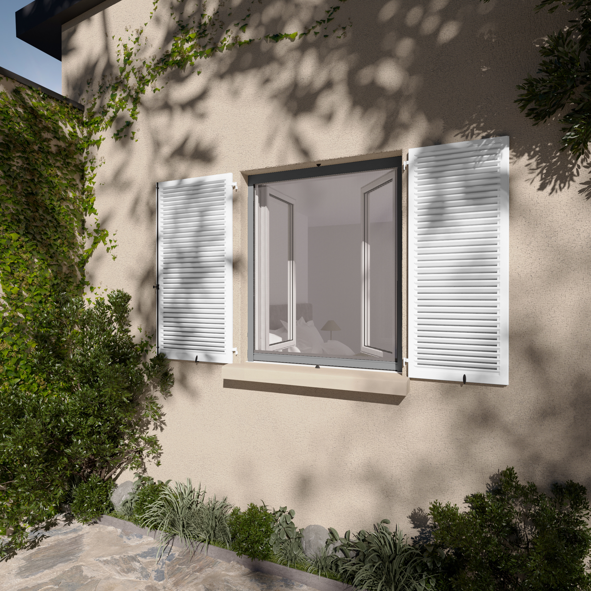 Moustiquaire enroulable cadre gris - Toile discrète - Style moderne - Aluminium durable