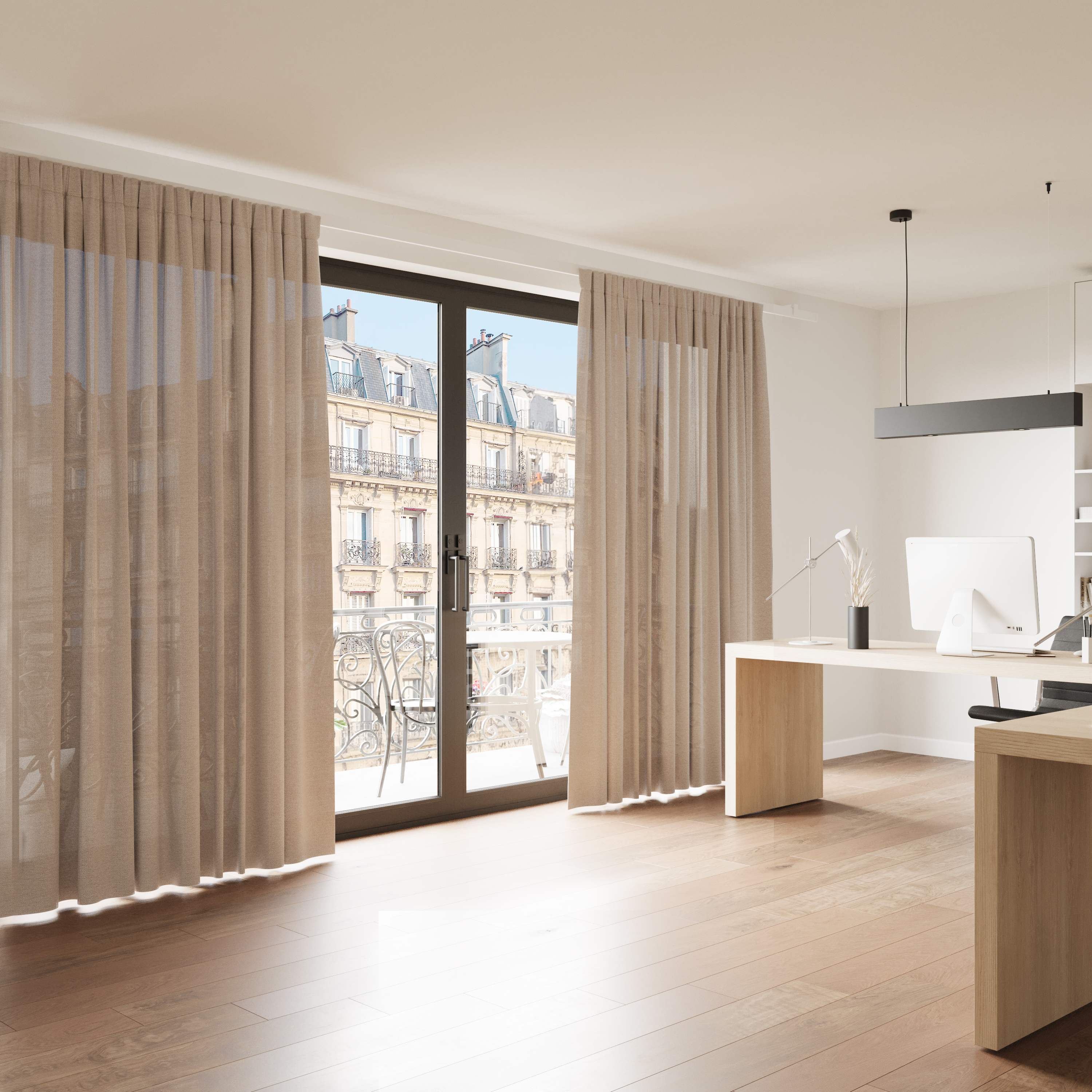 Rideau pour fenêtre en lin tissu Thevenon - Couleurs tendances - Rideaux lins unis - Ambiance unique - Esthétique - Tissu souple et raffiné — vue 7