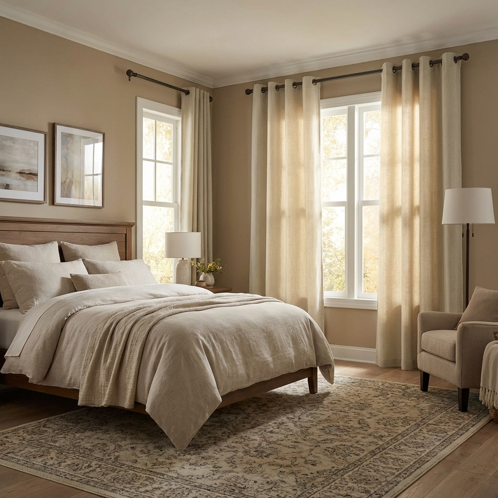 Rideau pour fenêtre en lin tissu Thevenon - Couleurs tendances - Rideaux lins unis - Ambiance unique - Esthétique - Tissu souple et raffiné