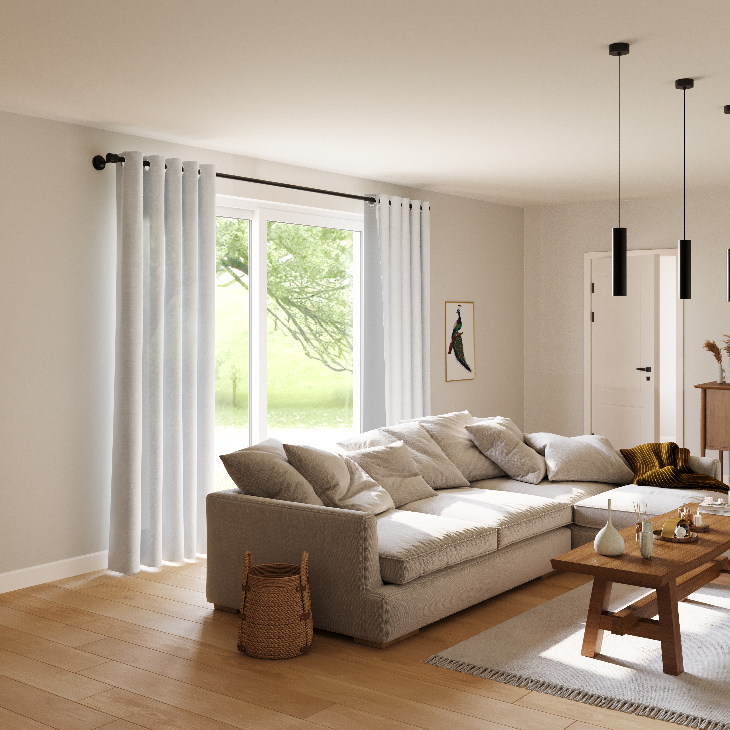 Rideau thermique fabriqué en France - Tissu occultant aspect flanelle en matière naturelle