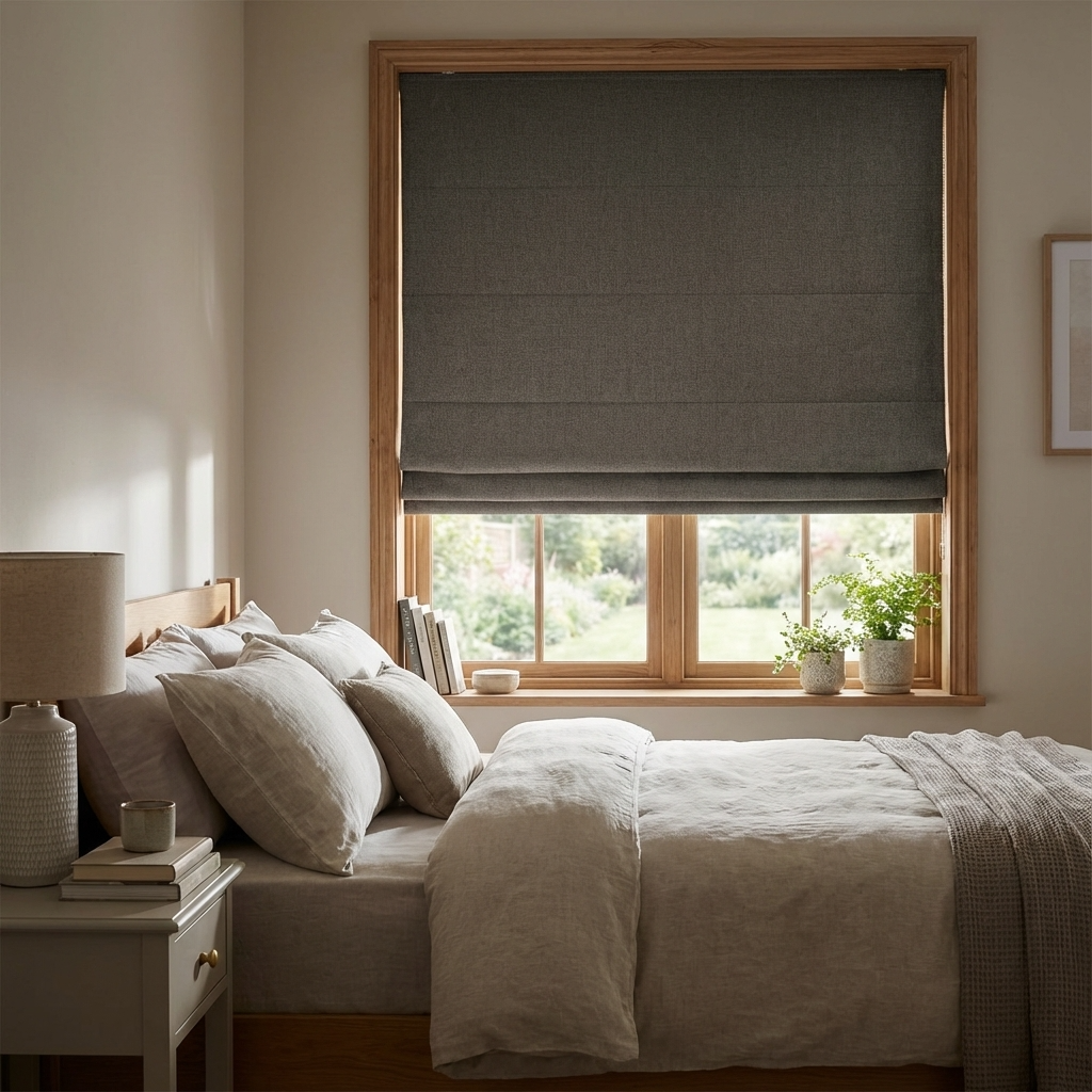 Store bateau occultant gris - Dimensions sur-mesure et personnalisable - Tissu parfait pour faire le noir - Made in France - Pose et installationf