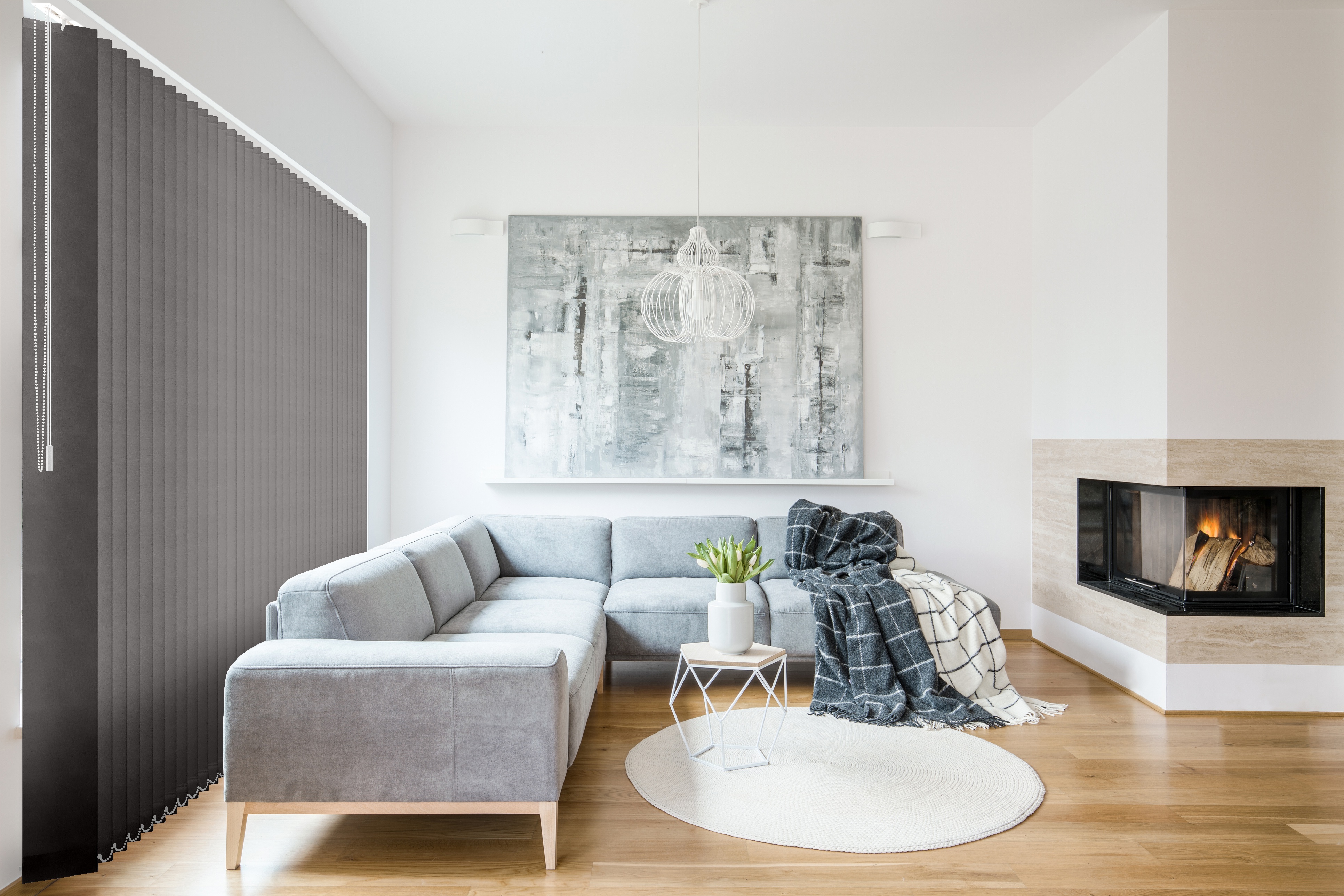 Store californien occultant baie vitrée - polyester - sur mesure - motorisé - ambiance moderne - fabrication française - design épuré