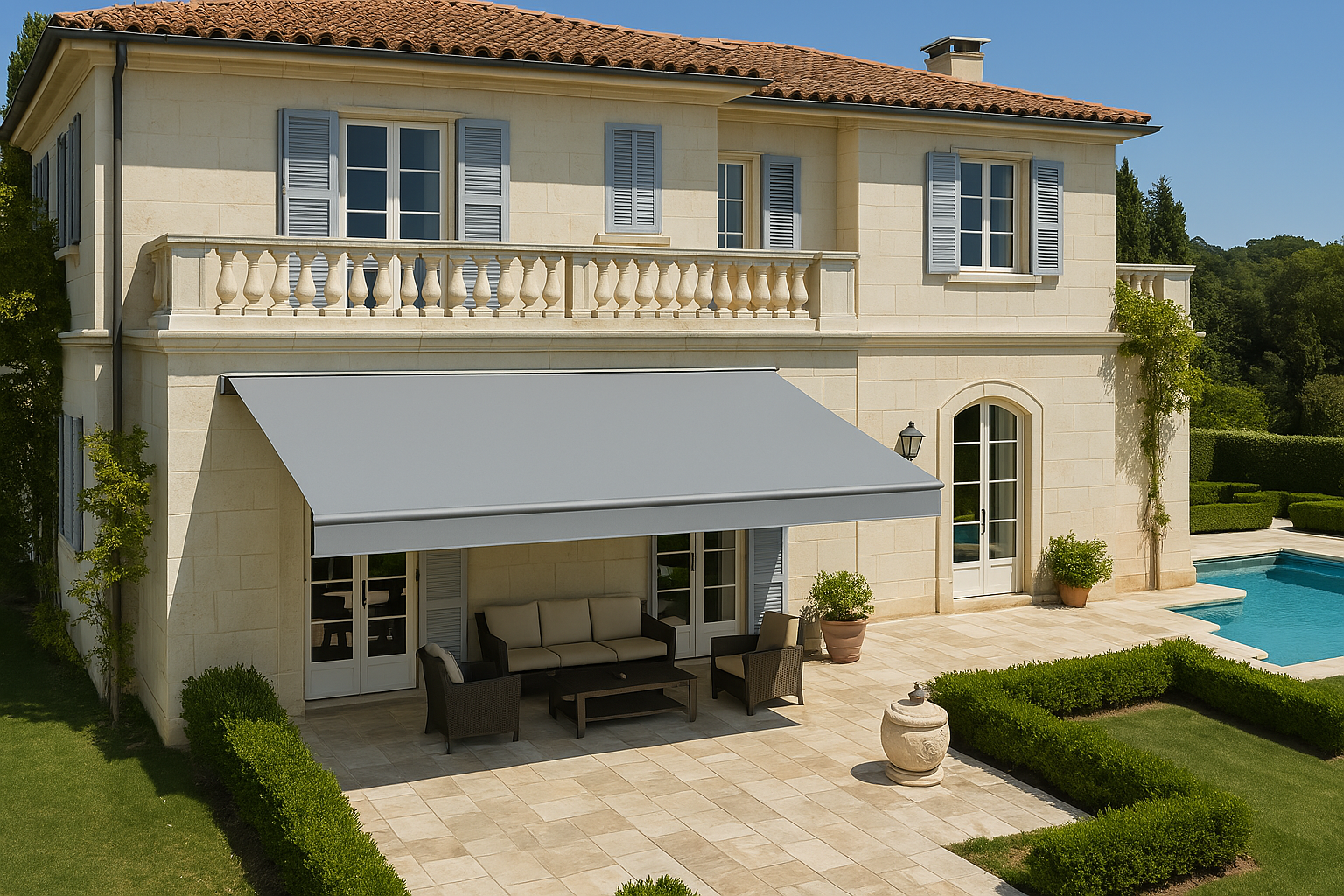 Store Banne Coffre Intégral Argent Terrasses et Balcons