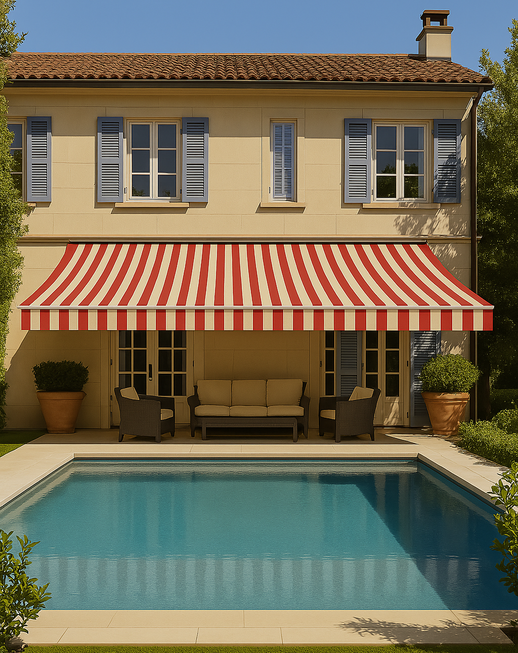 Store Banne Semi Coffre Rouge Creme Terrasses et Balcons