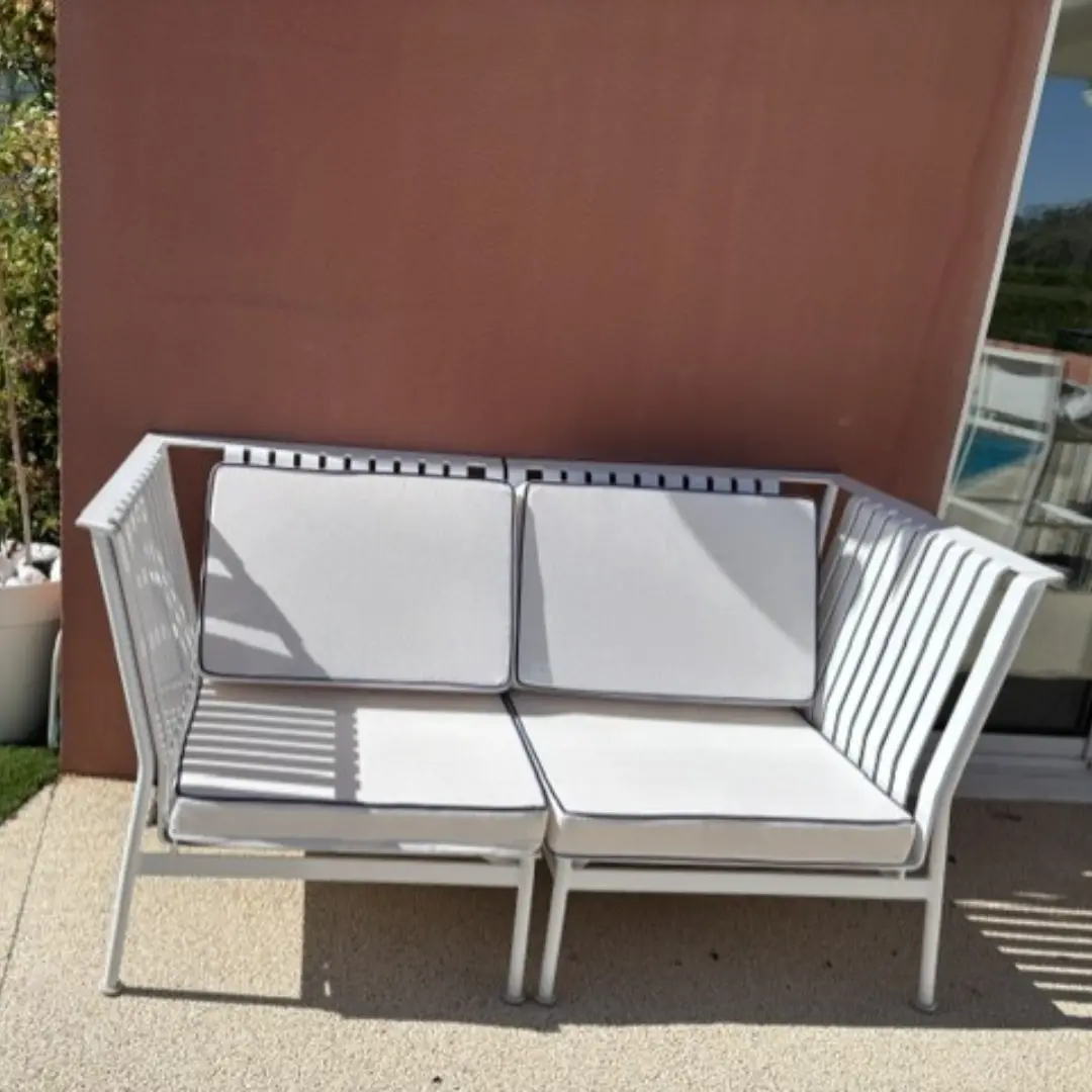 Coussins banquette extérieurs oxford blanc bain de soleil duo