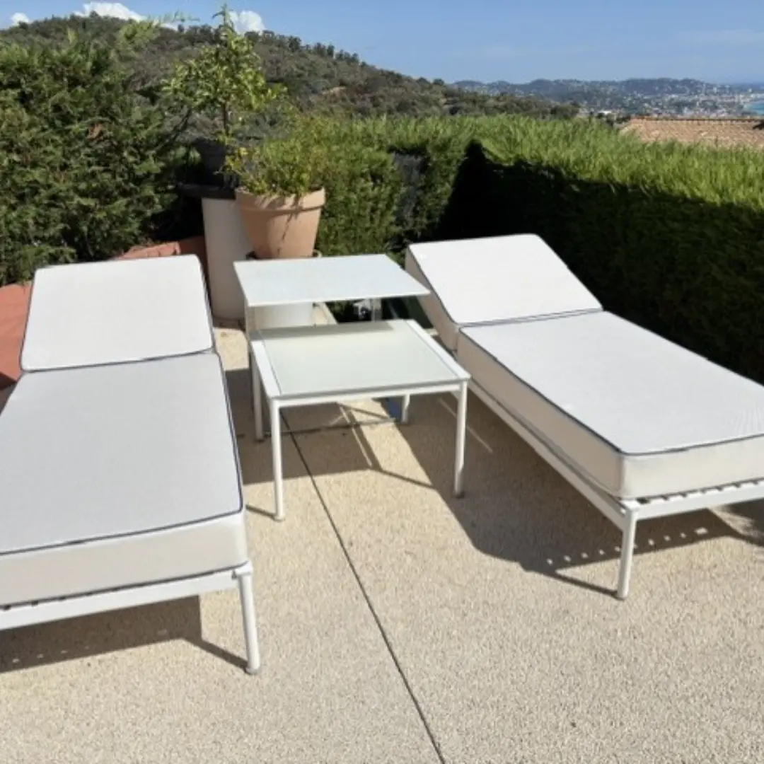 Coussins banquette extérieurs oxford blanc bain de soleil