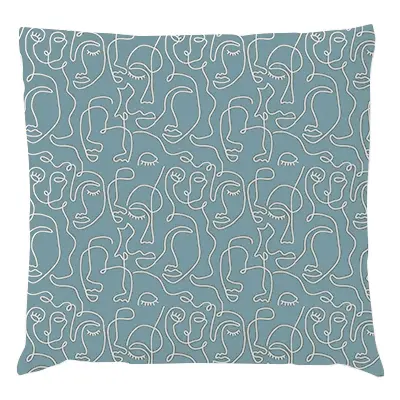 Coussin décoratif à motif tissu line art