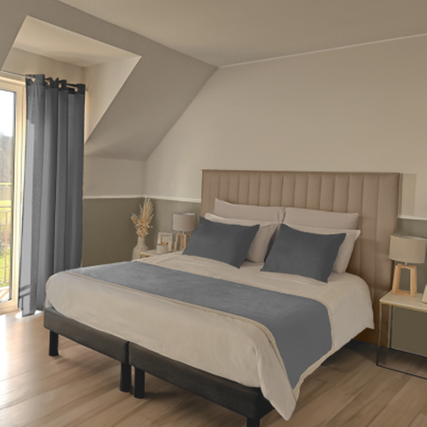 Chemin de lit Aspect Flanelle Taupe — vue 3