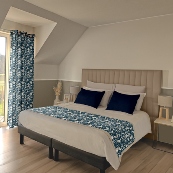 Chemin de Lit Fauvette Bleu pétrole