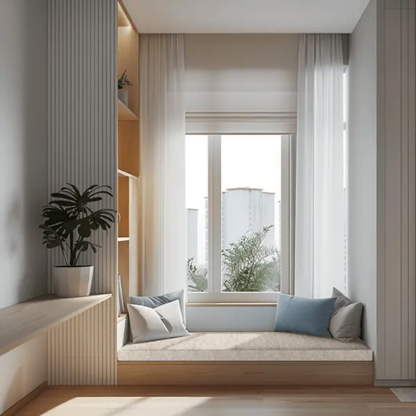 Coussin banquette intérieur aspect flanelle - Tissu gris — vue 5