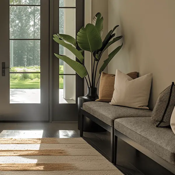 Coussin banquette intérieur aspect flanelle - Tissu gris — vue 4