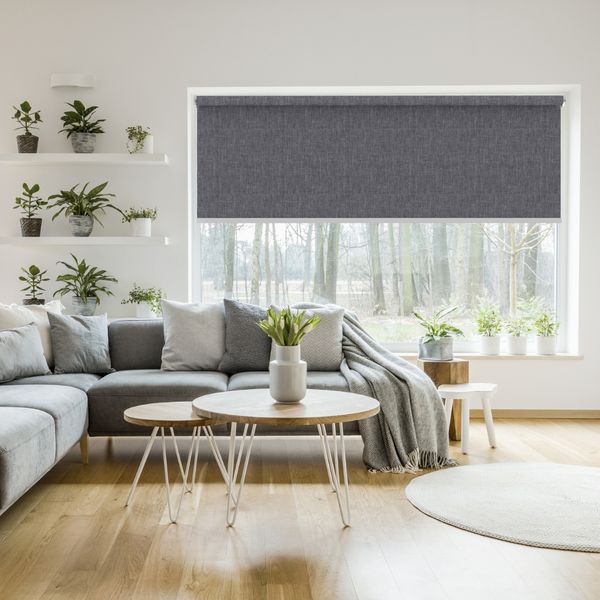 Store enrouleur occultant chiné - polyester - sur mesure - sans perçage - motorisé - Fabrication française - Garantie 5 ans - design épuré