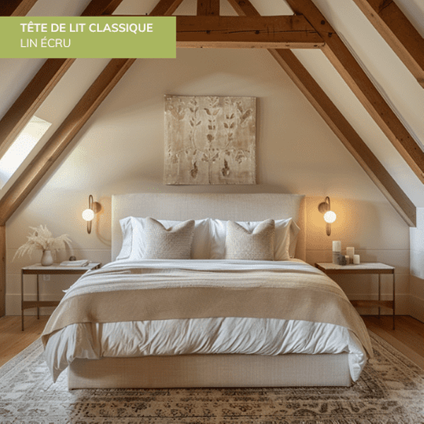 Tête De Lit Murale ALHYA 160 Cm En Tissu Beige Lin - Design épuré, Rembourrée, Pour Lits 140 Et 160 Cm