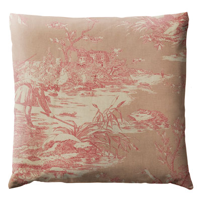 Coussin Toile de Jouy Rose