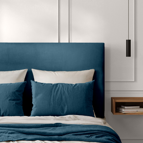 Tête de Lit Classique Lin Bleu