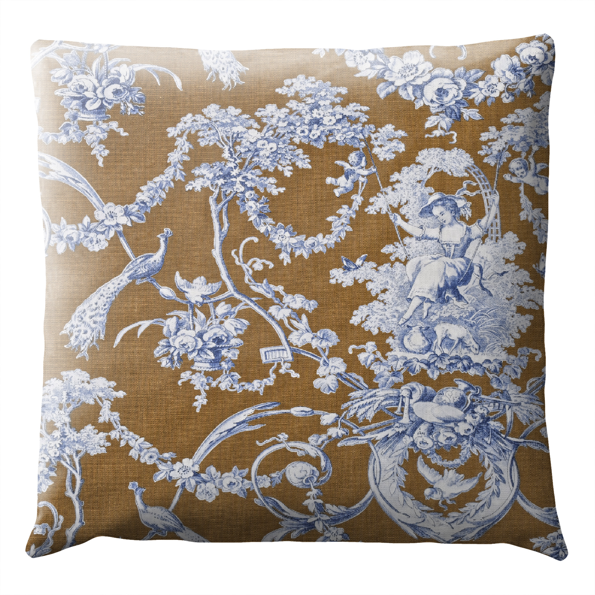 Coussin Toile de Jouy Camel