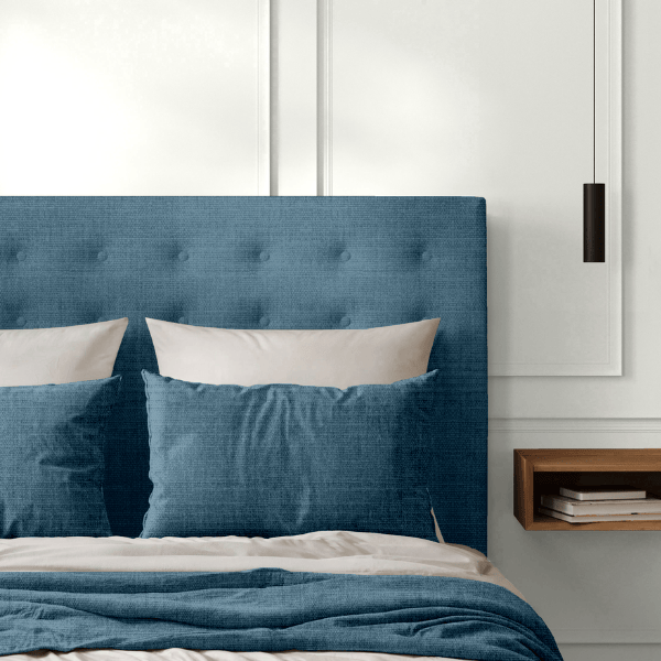 Tête de Lit Capitonnée Chenillé Bleu