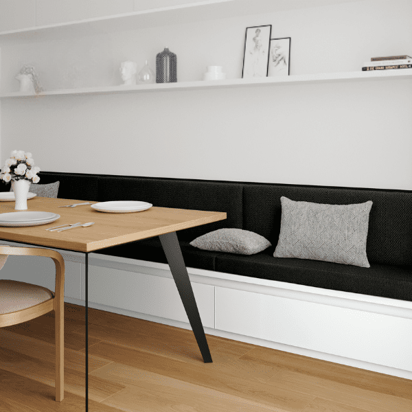 Coussin Banquette Intérieur Noir Anti-tache - Uni Passepoil Blanc - Un confort immédiat pour vos siège - Qualité - Doux et sophistiqué - Résistant