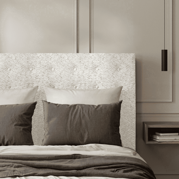 Tête de Lit Capitonnée - Bouclette Blanc